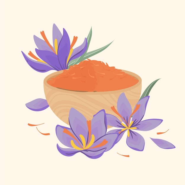 Free Vector hand drawn flat design saffron illustration