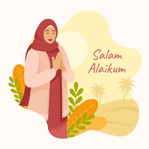 Hand drawn flat design salam illustration