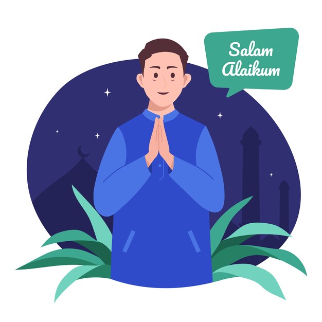 Hand drawn flat design salam illustration