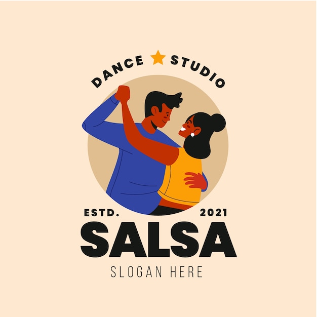 Hand drawn flat design salsa logo or badge