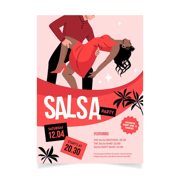 Free vector hand drawn flat design salsa party poster