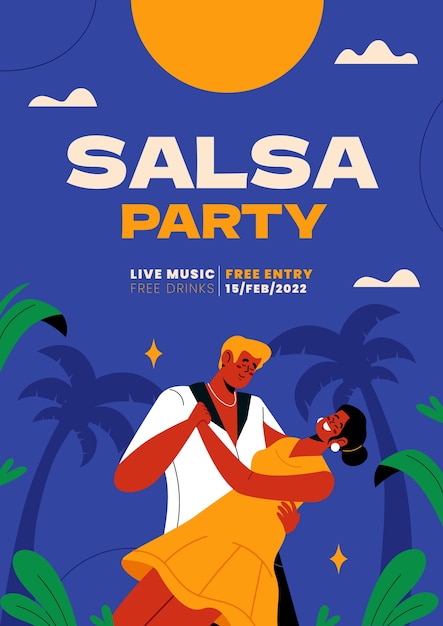 Hand drawn flat design salsa poster