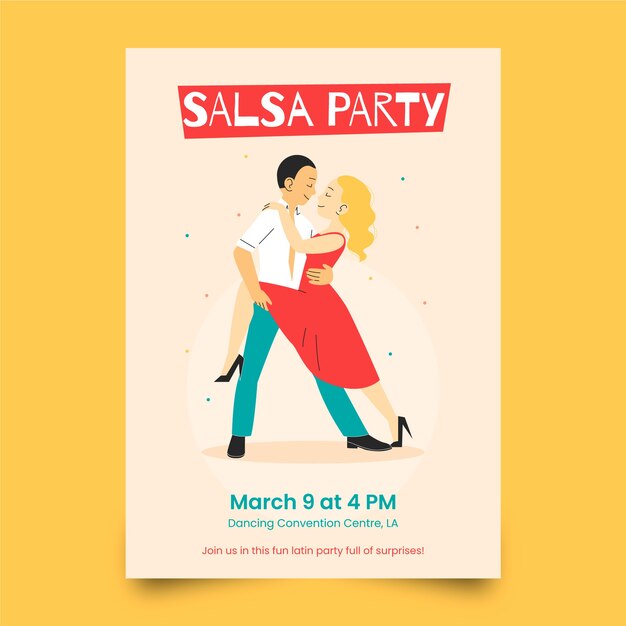 Hand drawn flat design salsa poster