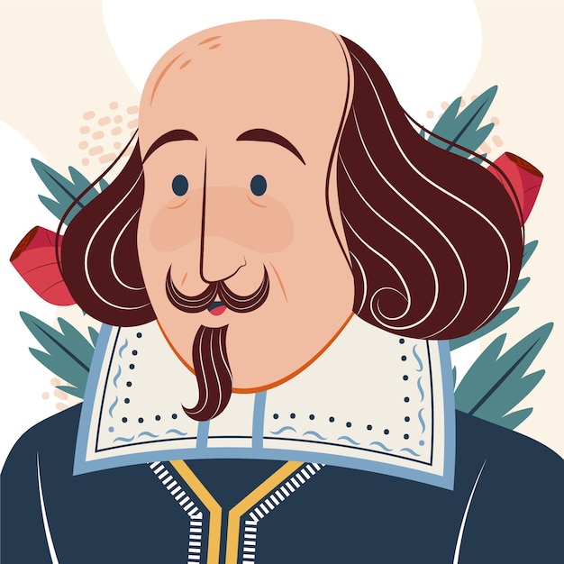 Hand drawn flat design shakespeare