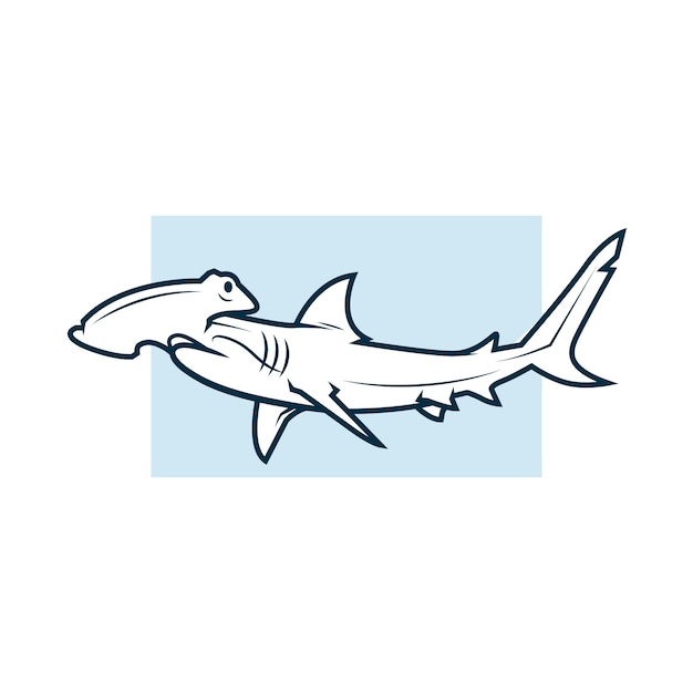 Hand drawn flat design shark outline