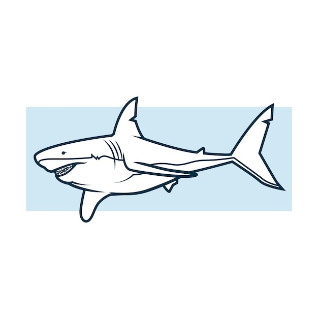 Hand drawn flat design shark outline