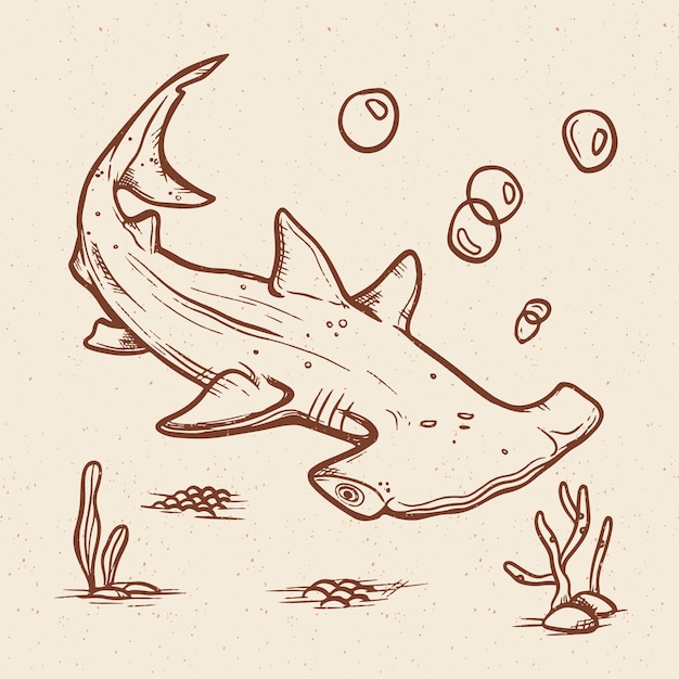 Free Vector hand drawn flat design shark outline