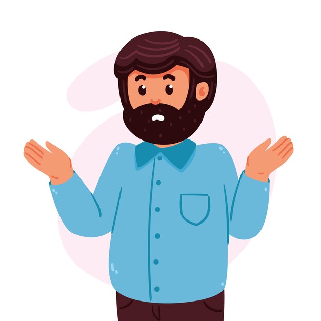 Hand drawn flat design shrug illustration