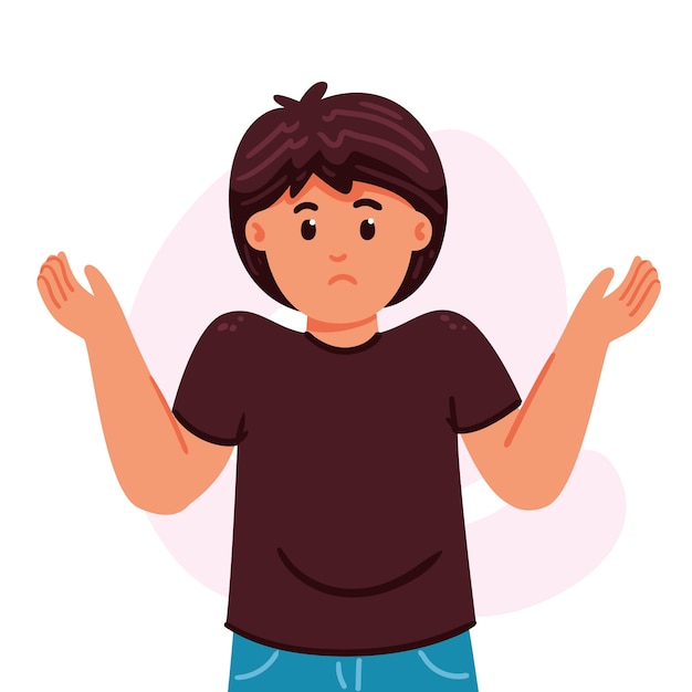 Hand drawn flat design shrug illustration