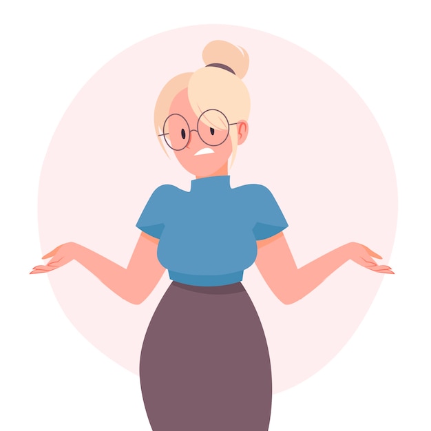 Hand drawn flat design shrug illustration