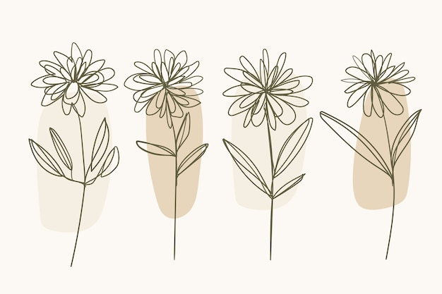 Free Vector hand drawn flat design simple flower outline