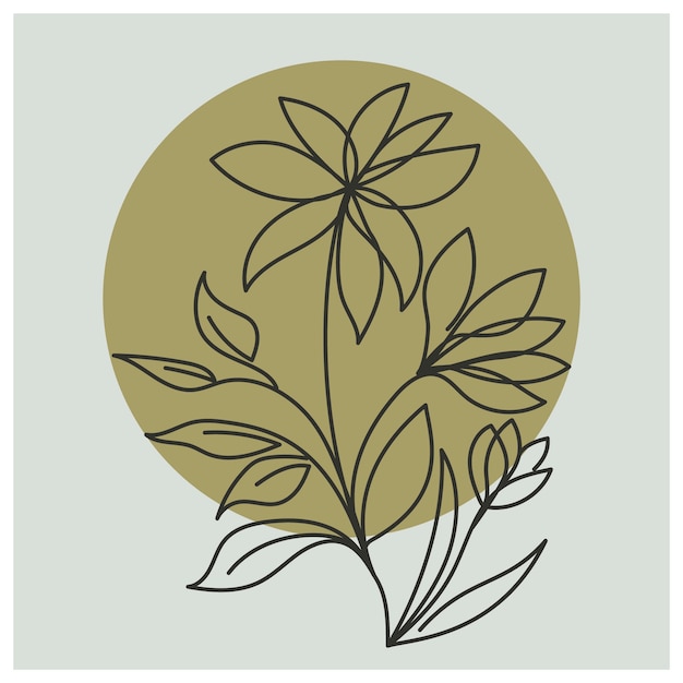 Hand drawn flat design simple flower outline