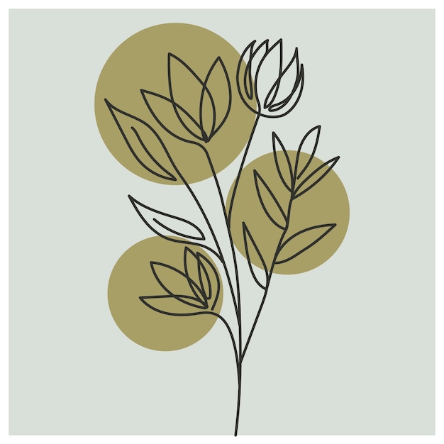 Hand drawn flat design simple flower outline