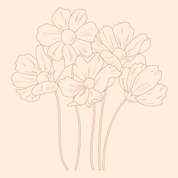 Free Vector hand drawn flat design simple flower outline