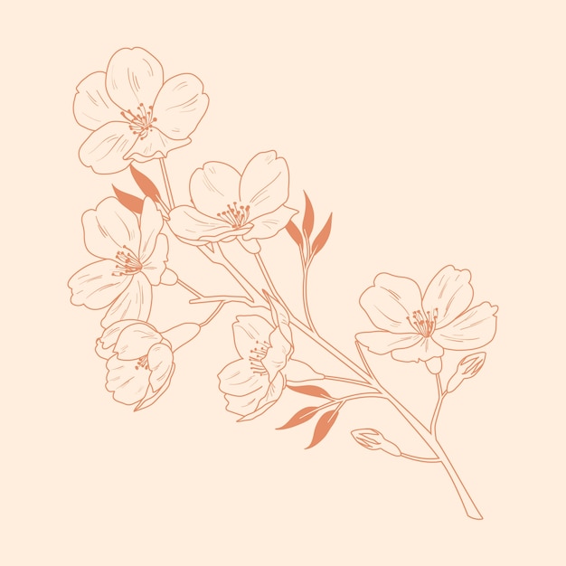 Hand drawn flat design simple flower outline