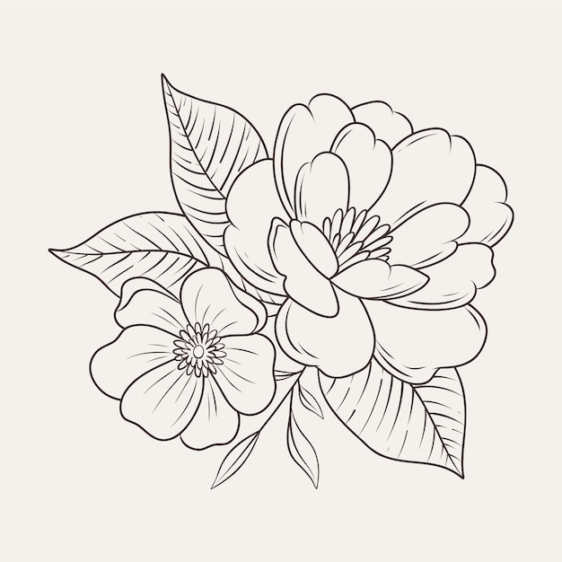 Free vector hand drawn flat design simple flower outline