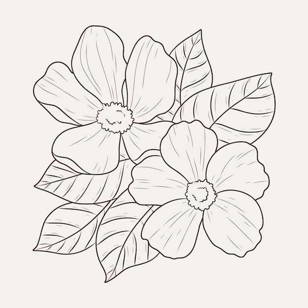 Hand drawn flat design simple flower outline