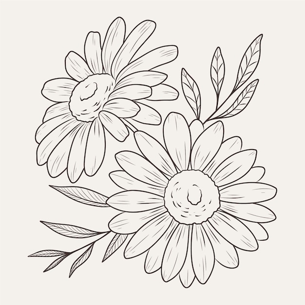 Hand drawn flat design simple flower outline