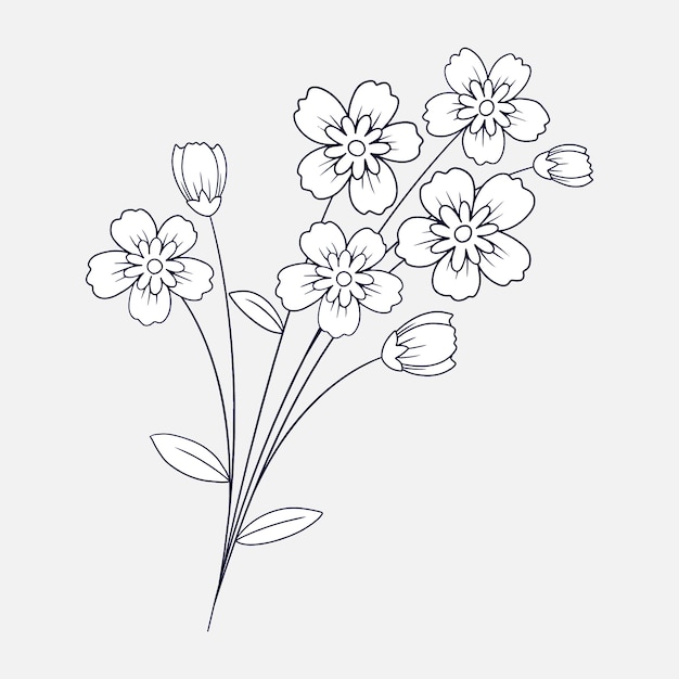 Hand drawn flat design simple flower outline