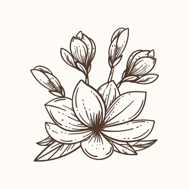 Hand drawn flat design simple flower outline