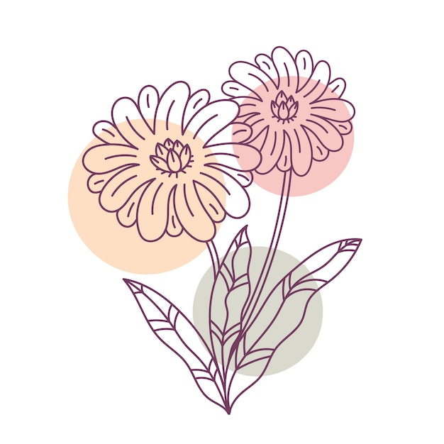 Free Vector hand drawn flat design simple flower outline