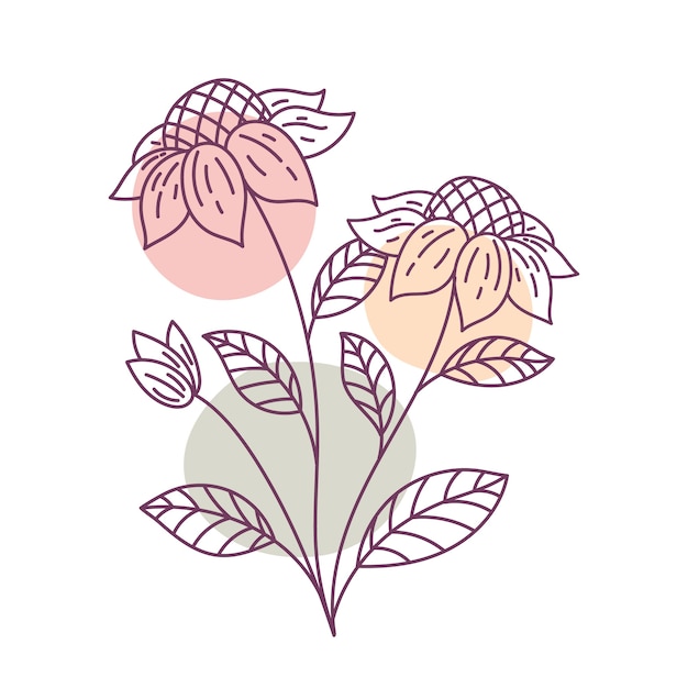 Hand drawn flat design simple flower outline