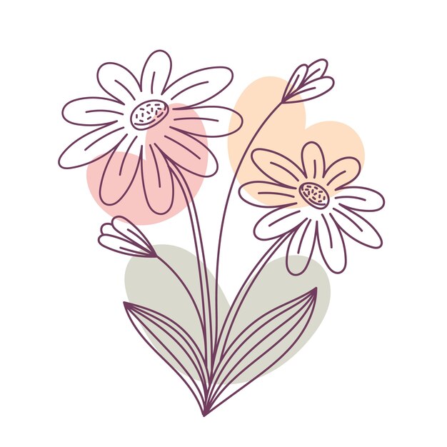 Hand drawn flat design simple flower outline