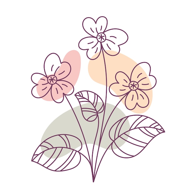 Hand drawn flat design simple flower outline