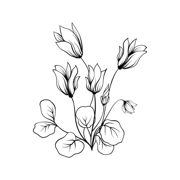 Free Vector hand drawn flat design simple flower outline