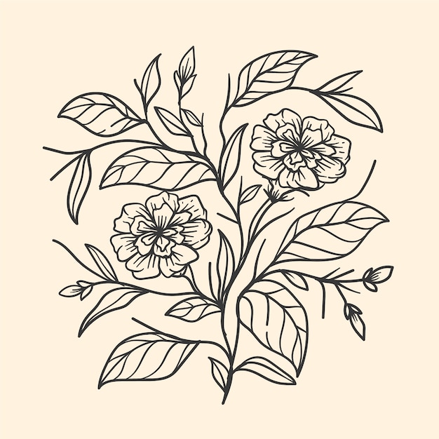 Hand drawn flat design simple flower outline