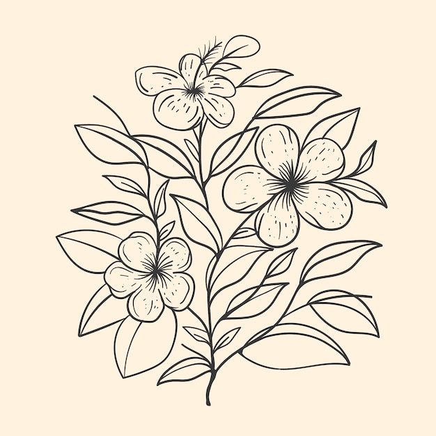 Hand drawn flat design simple flower outline