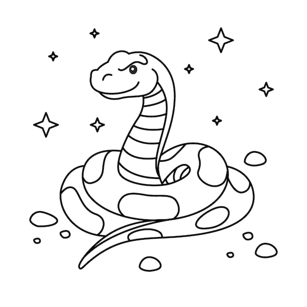 Hand drawn flat design snake outline