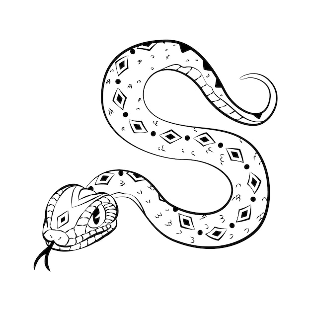 Hand drawn flat design snake outline