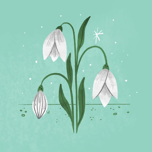 Free vector hand drawn flat design snowdrop illustration