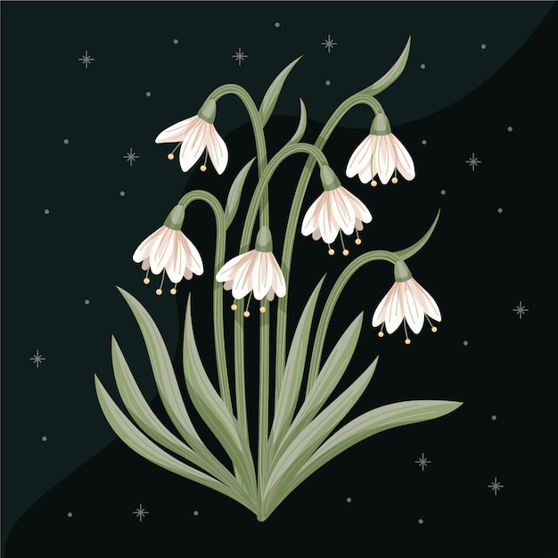 Free Vector hand drawn flat design snowdrop illustration