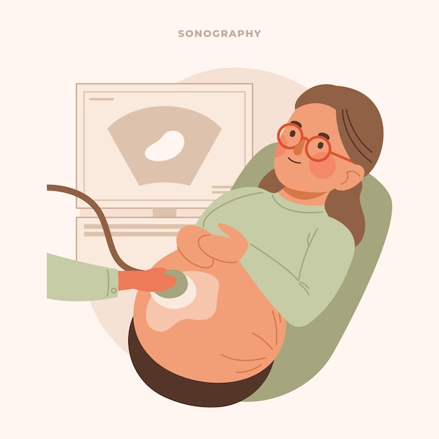 Hand drawn flat design sonography illustration