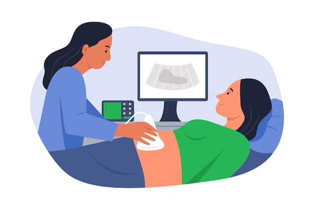 Hand drawn flat design sonography illustration