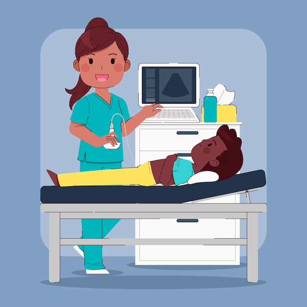 Hand drawn flat design sonography illustration