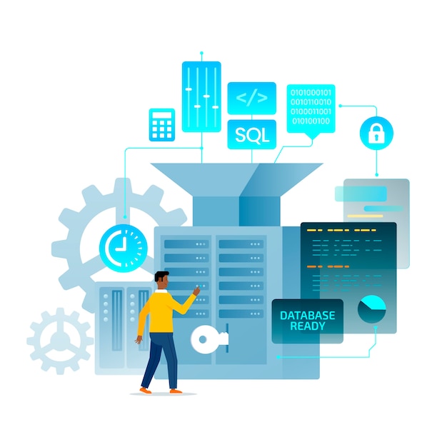 Free Vector hand drawn flat design sql illustration