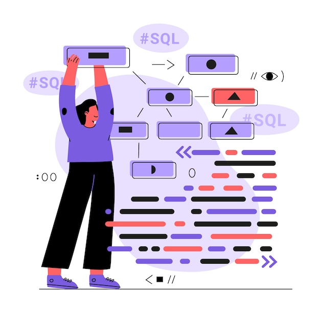 Free Vector hand drawn flat design sql illustration