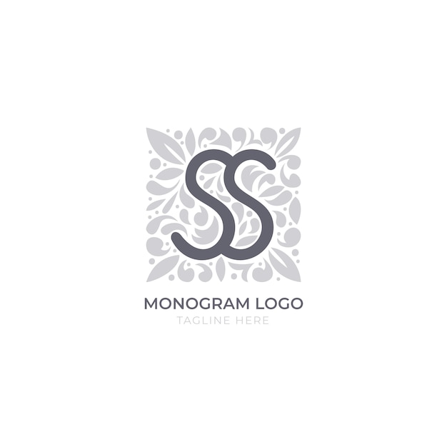 Hand drawn flat design ss logo template