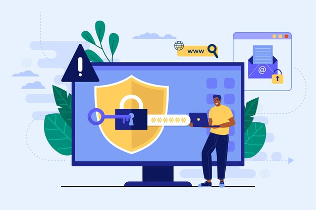 Hand drawn flat design ssl illustration