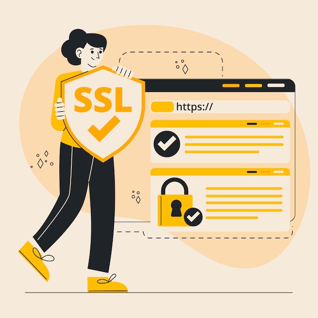 Hand drawn flat design ssl illustration