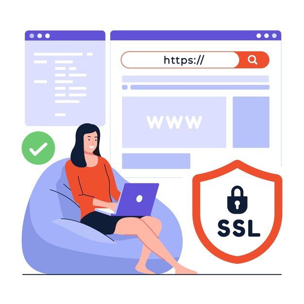 Hand drawn flat design ssl illustration