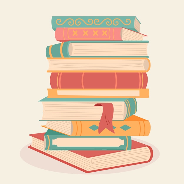 Free Vector hand drawn flat design stack of books illustration