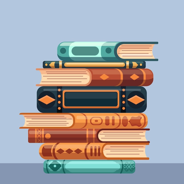 Free vector hand drawn flat design stack of books illustration