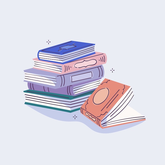 Free Vector hand drawn flat design stack of books illustration