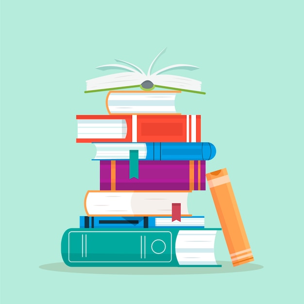 Free Vector hand drawn flat design stack of books illustration