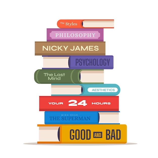 Free Vector hand drawn flat design stack of books