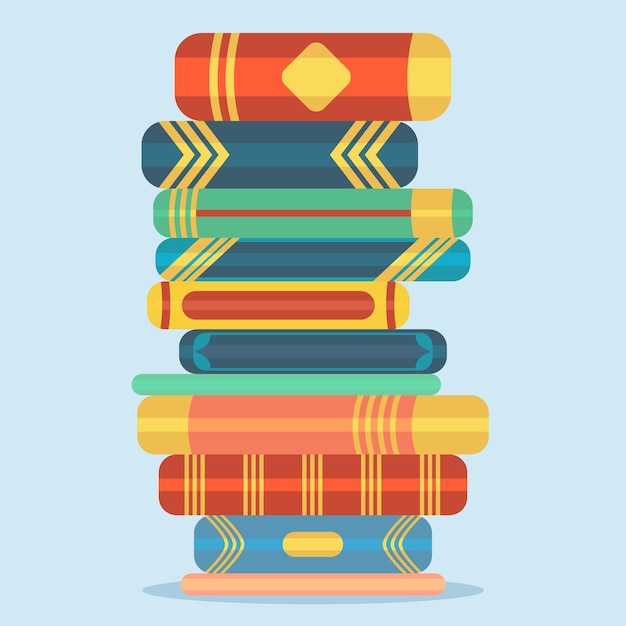 Free Vector hand drawn flat design stack of books